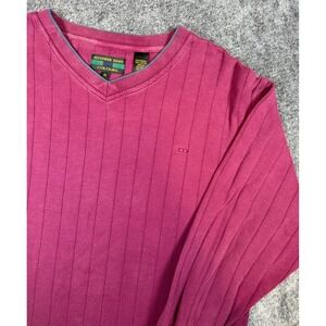 Alexander Julian Colours Mens XL V Neck Long Sleeve Striped Pullover Sweater